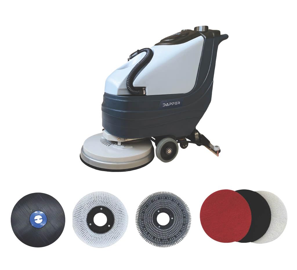 Battery Powered Walk Behind Floor and Carpet Scrubber Machine, 19" Brush, 30" Squeegee Width, 13.5 gal Tank