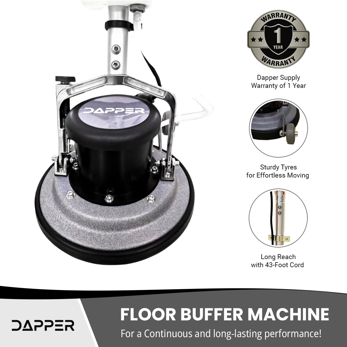 13" Multi-Purpose Floor Buffer Machine with Scouring Pads