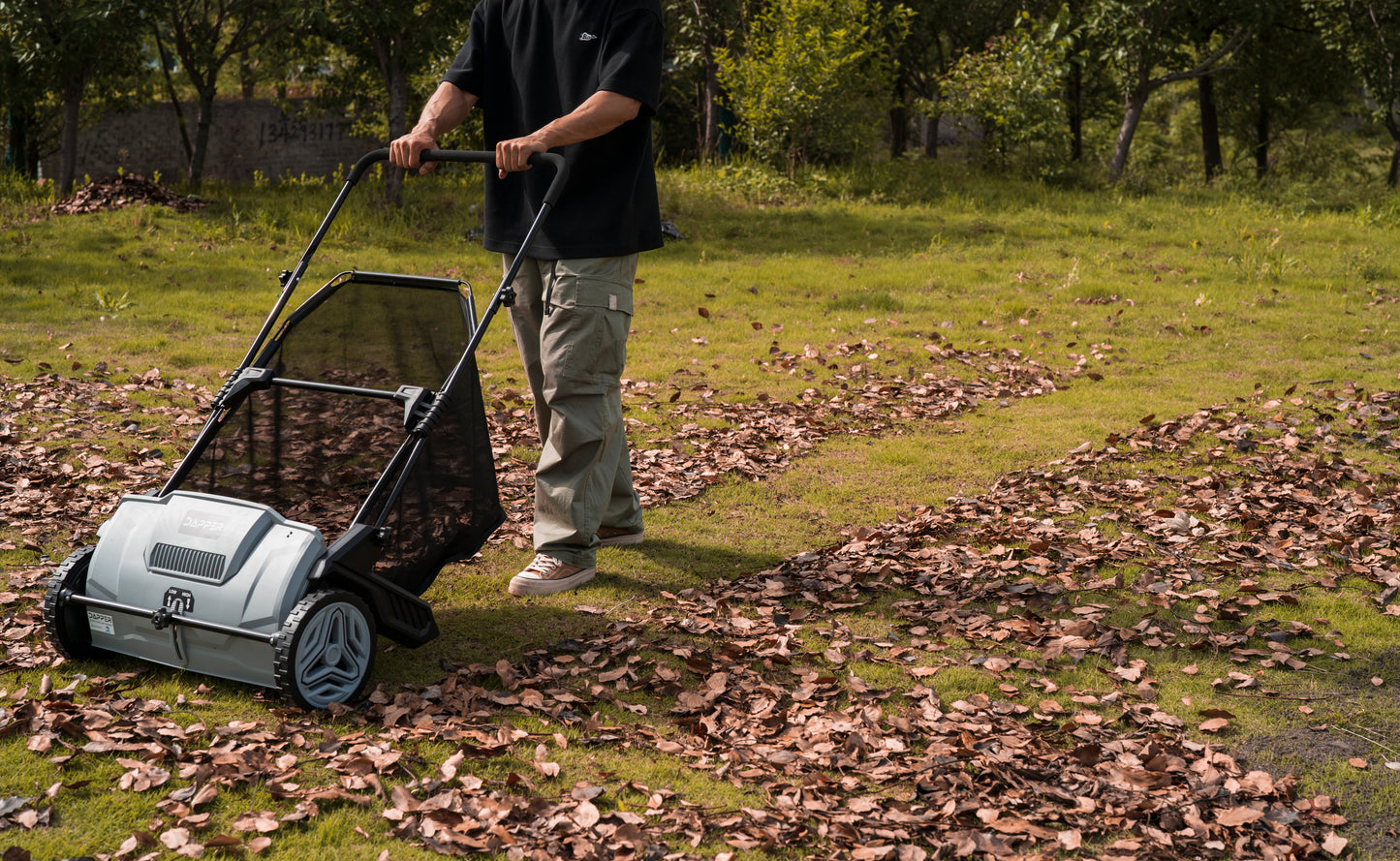 21-Inch Push Lawn Sweeper, Grass, Lawn and Leaf Cleanup Collector with Large 3.5 cu. ft. Hopper Bag