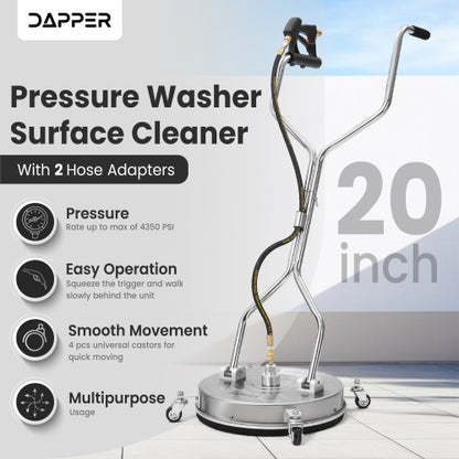 20 in. 4350 PSI Surface Pressure Washer Cleaner with 2 Hose Adapters