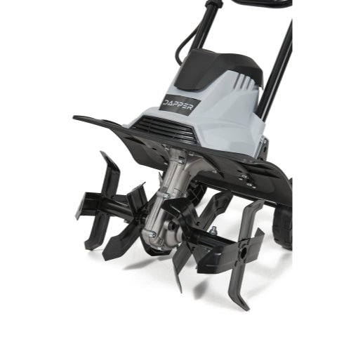 Dapper Supply 14″ Electric Tiller Cultivator, 10‑Amp Corded Garden Rototiller with 4 Steel Tines, Adjustable Depth Wheels, Foldable Handle, Lightweight Portable Soil Cultivator for Gardening