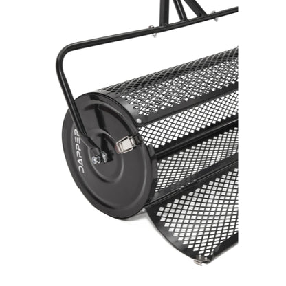 Compost Spreader, 24.4-25.6" Height Adjustable Handle, 24" Wide, Lawn and Garden Peat Moss Roller with Side Latches, Powder Coated Steel Mesh Basket for Spreading Manure, Topsoil, Black