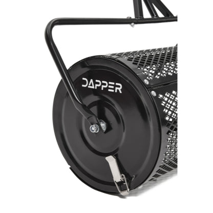 Compost Spreader, 24.4-25.6" Height Adjustable Handle, 24" Wide, Lawn and Garden Peat Moss Roller with Side Latches, Powder Coated Steel Mesh Basket for Spreading Manure, Topsoil, Black