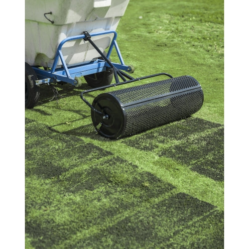 Compost Spreader 36 Inch Towable Peat Moss Spreader, Heavy Duty Rust-Resistant Steel Frame Roller Lawn Spreader for Top Soil, Manure, Mulch, Top Dressing - Garden Spreaders for Lawns
