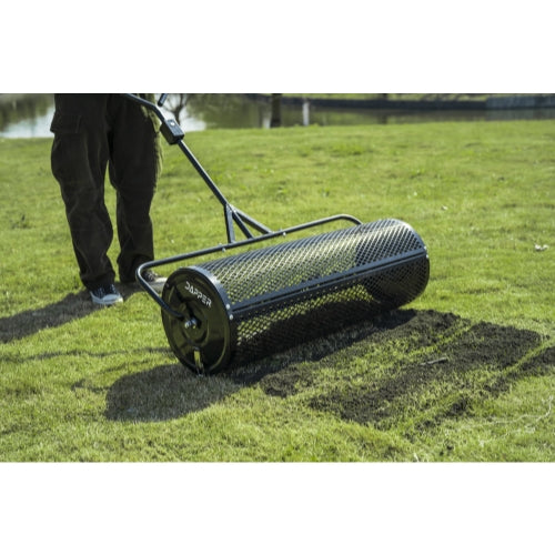 Compost Spreader 36 Inch Towable Peat Moss Spreader, Heavy Duty Rust-Resistant Steel Frame Roller Lawn Spreader for Top Soil, Manure, Mulch, Top Dressing - Garden Spreaders for Lawns