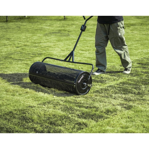 Compost Spreader 36 Inch Towable Peat Moss Spreader, Heavy Duty Rust-Resistant Steel Frame Roller Lawn Spreader for Top Soil, Manure, Mulch, Top Dressing - Garden Spreaders for Lawns