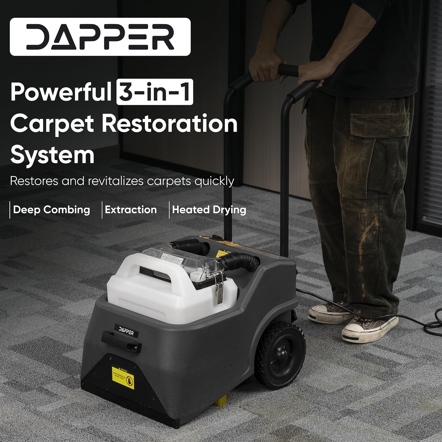 3-in-1 Carpet Restoration Machine with Carpet Combing, Extraction and 70°C Heated Drying