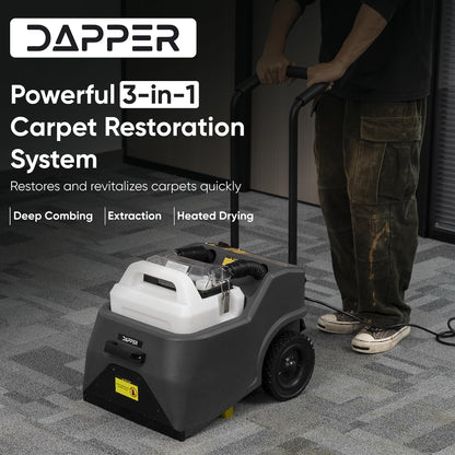 3-in-1 Carpet Restoration Machine with Carpet Combing, Extraction and 70°C Heated Drying