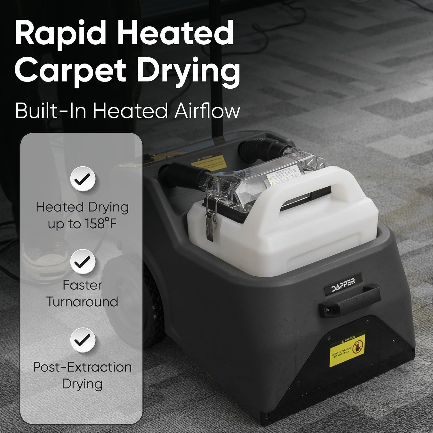 3-in-1 Carpet Restoration Machine with Carpet Combing, Extraction and 70°C Heated Drying