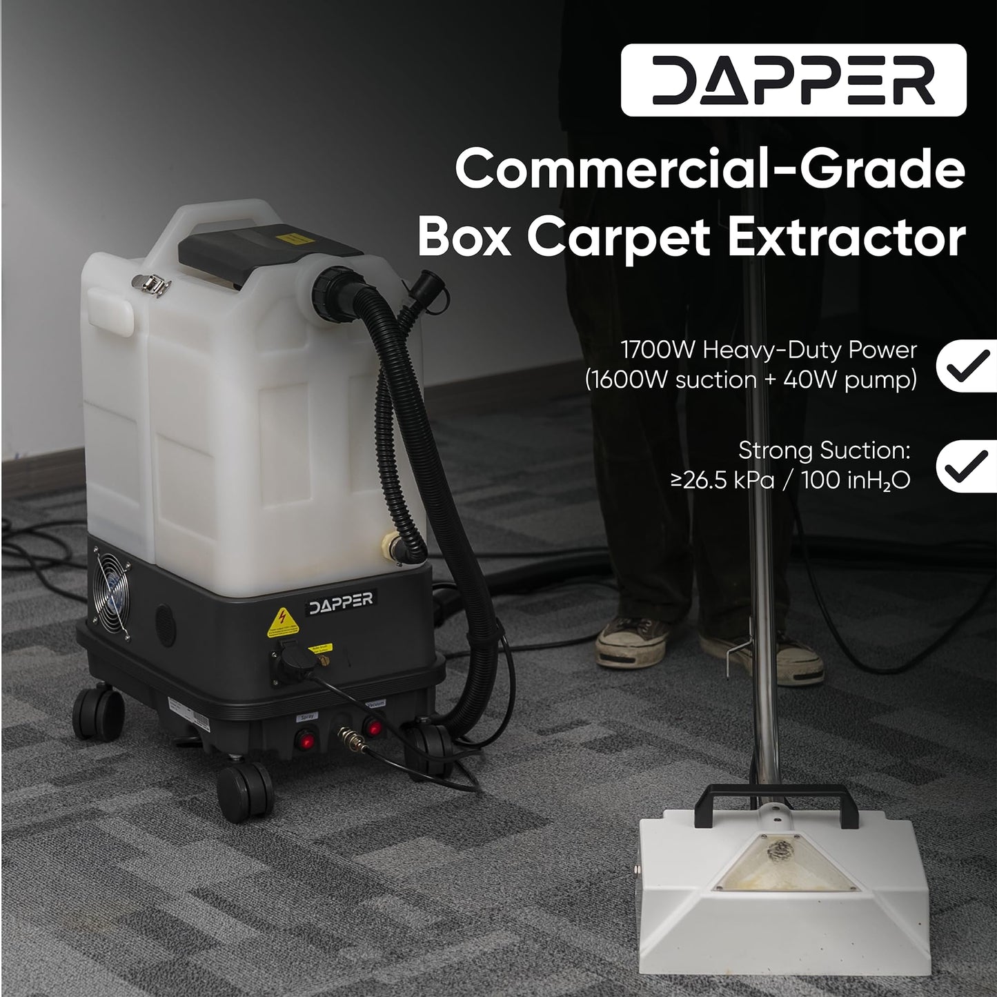 Commercial Box Carpet Extractor with 13" Motorized Brush Head 6.5 Gal Tank
