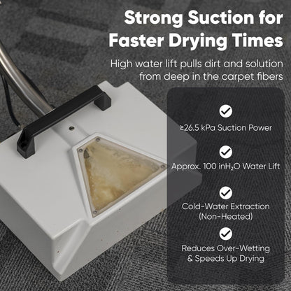Commercial Box Carpet Extractor with 13" Motorized Brush Head 6.5 Gal Tank