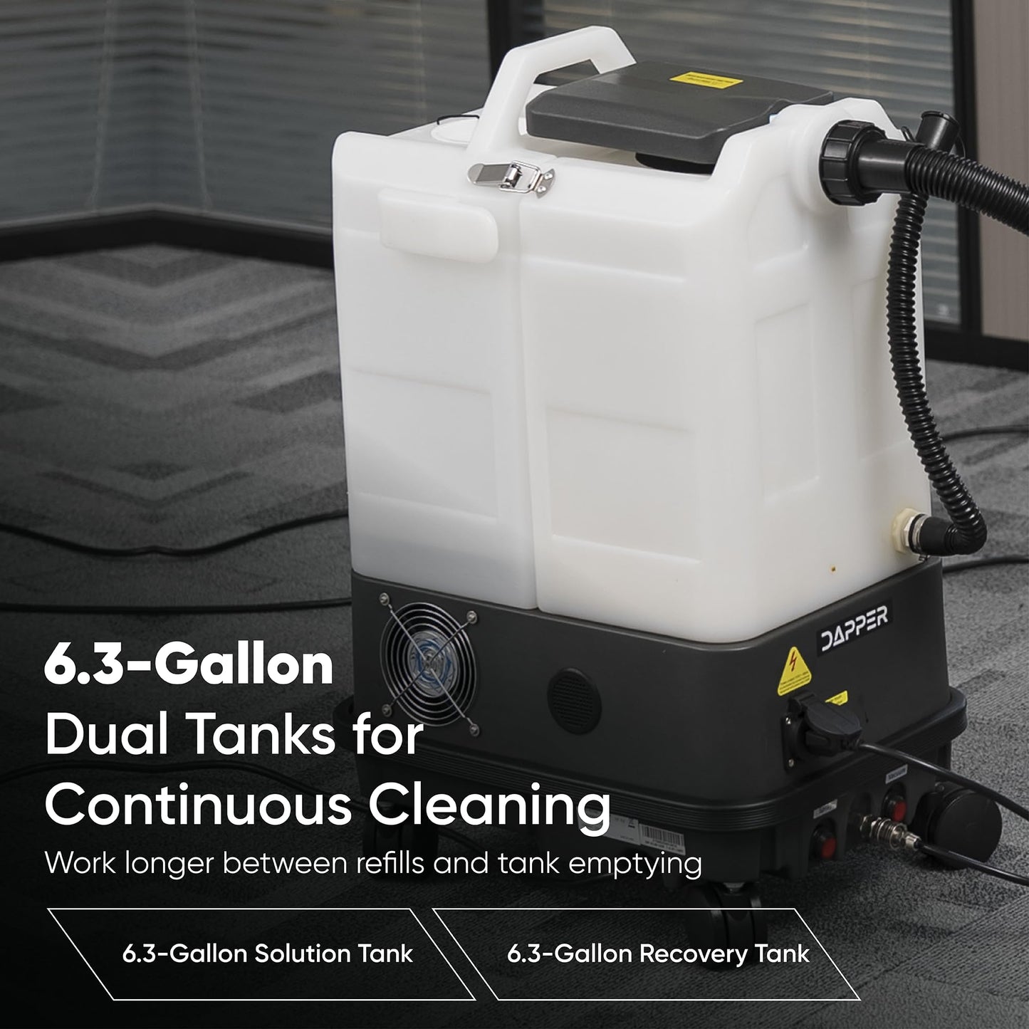 Commercial Box Carpet Extractor with 13" Motorized Brush Head 6.5 Gal Tank