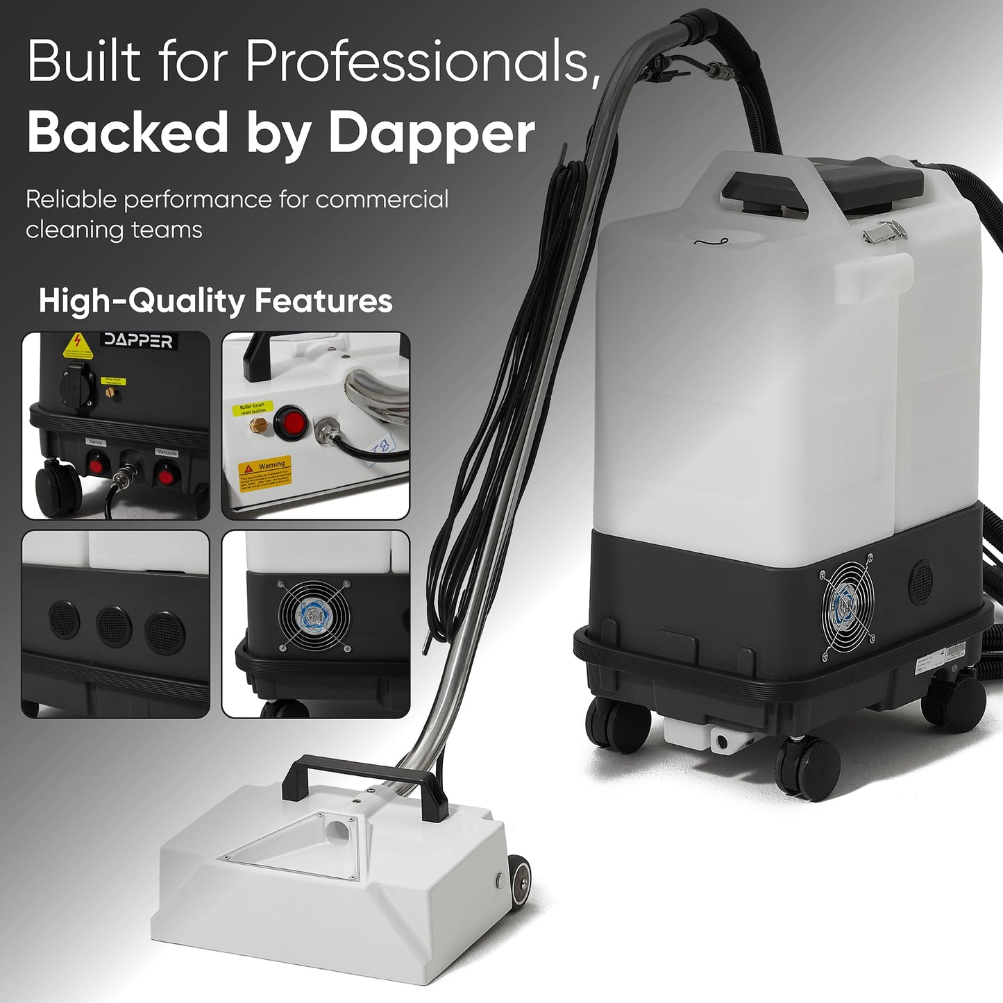 Commercial Box Carpet Extractor with 13" Motorized Brush Head 6.5 Gal Tank