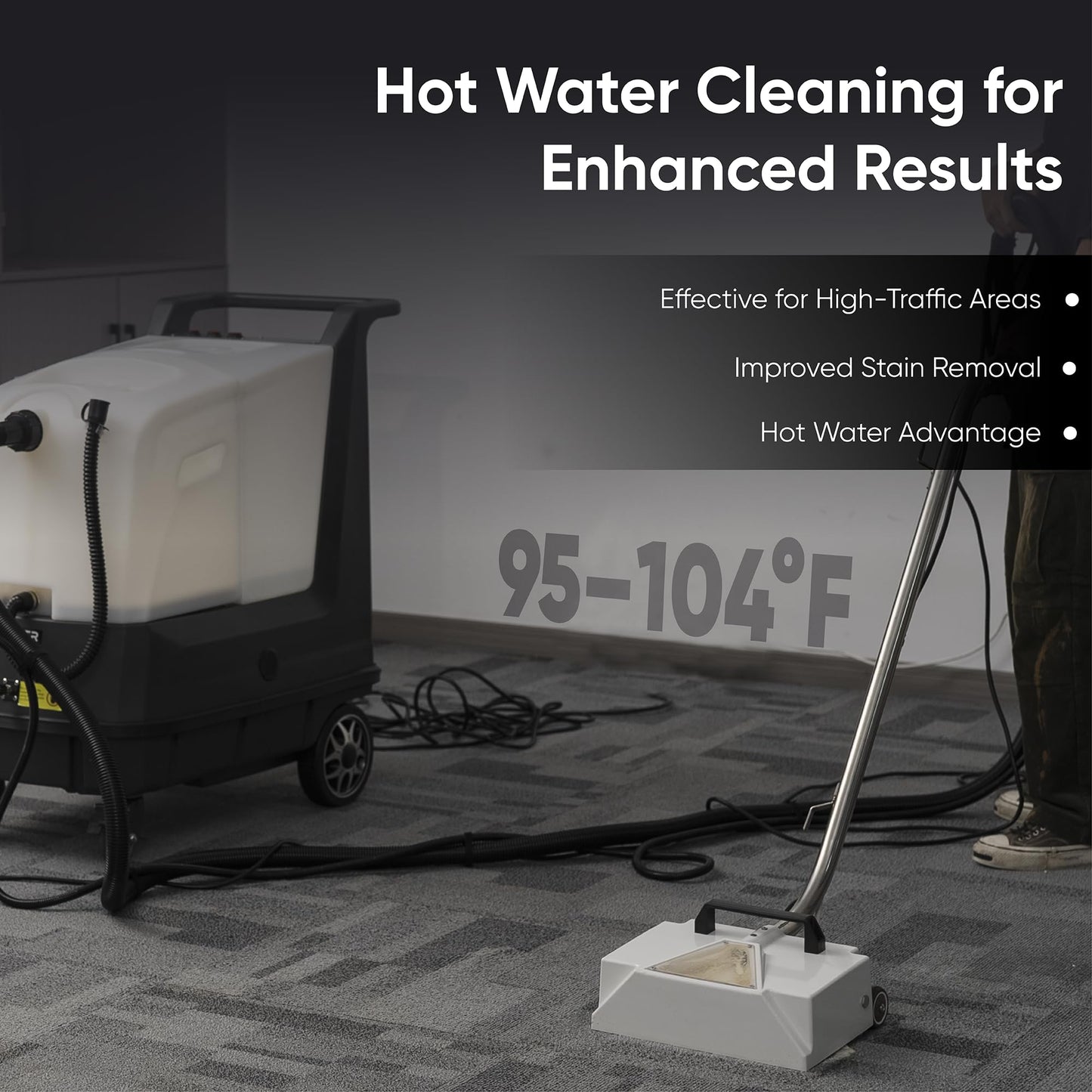 Commercial Hot Water Box Carpet Extractor with 13" Motorized Brush Head 10.5 Gal Tank
