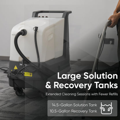 Commercial Hot Water Box Carpet Extractor with 13" Motorized Brush Head 10.5 Gal Tank