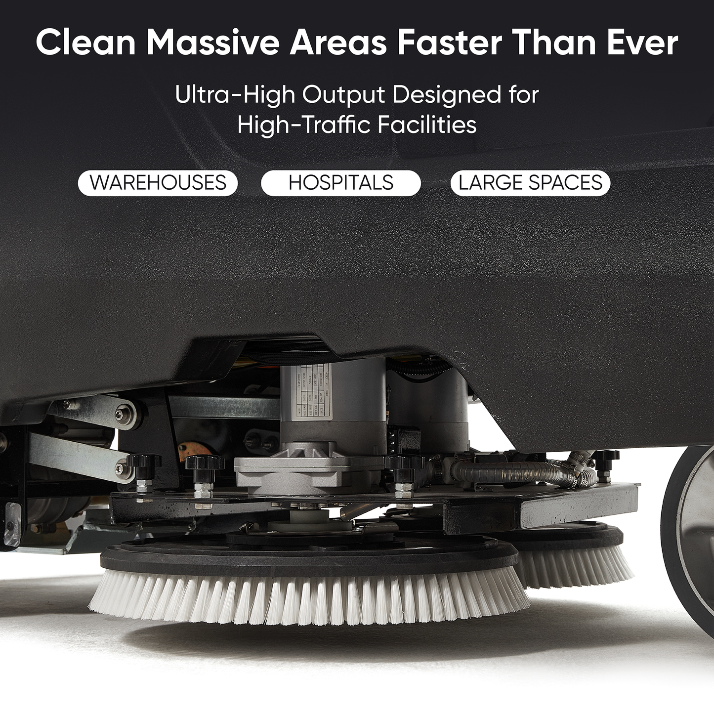 Battery Powered Ride-On Commercial Floor Scrubber Machine, 38" Brush, 48" Squeegee, 84,000 Sqft/H, Batteries Included