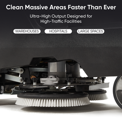 Battery Powered Ride-On Commercial Floor Scrubber Machine, 38" Brush, 48" Squeegee, 84,000 Sqft/H, Batteries Included