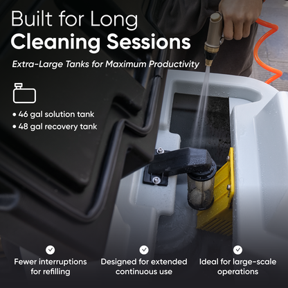 Battery Powered Ride-On Commercial Floor Scrubber Machine, 38" Brush, 48" Squeegee, 84,000 Sqft/H, Batteries Included