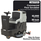 Battery Powered Ride-On Floor Scrubber Machine, 30" Brush, 39" Squeegee