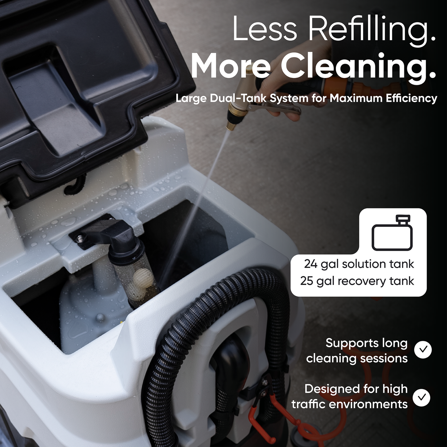 Battery Powered Ride-On Commercial Floor Scrubber Machine, 30" Brush, 39" Squeegee, 52,000 Sqft/H, Batteries Included