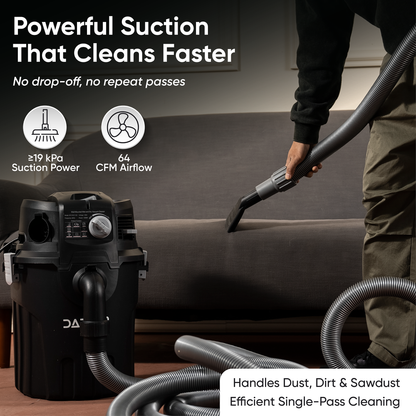 6 Gallon Wall Mount Wet/Dry Vacuum, 5.5 Peak HP