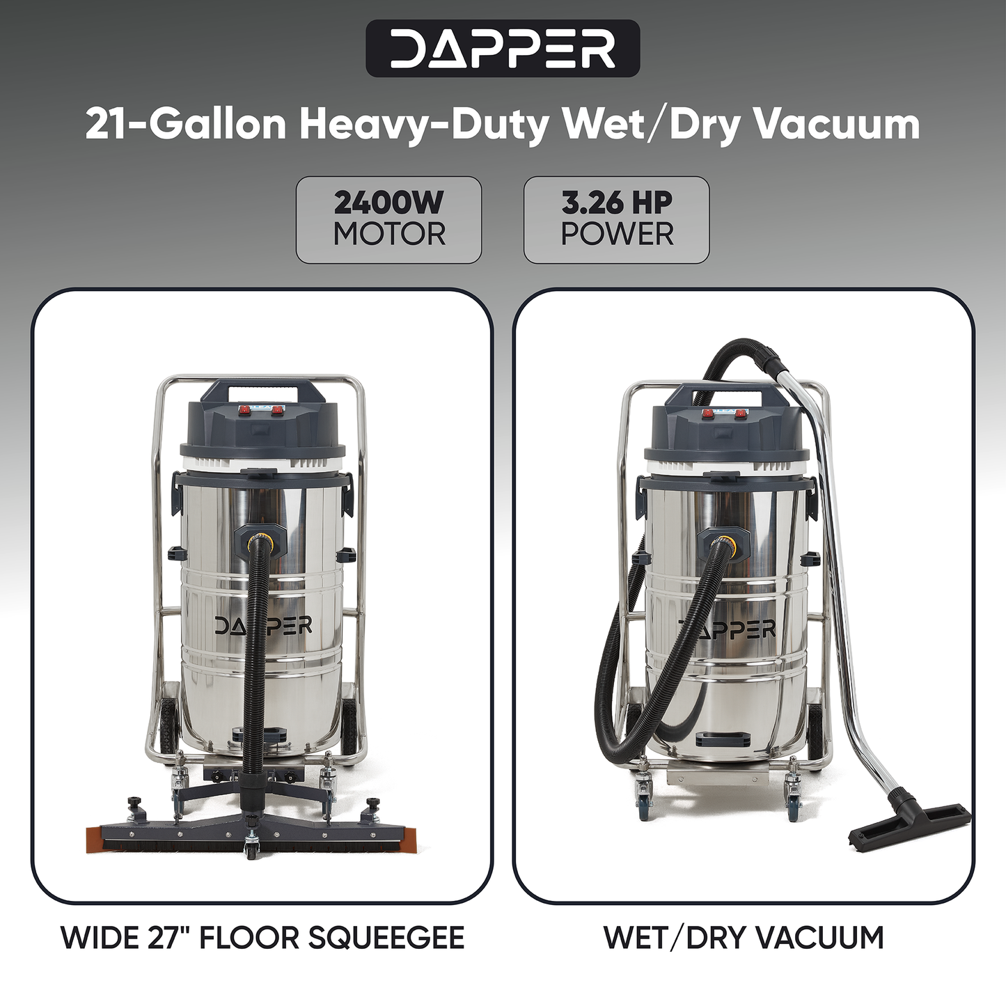 21 Gallon Heavy-Duty Industrial Wet/Dry Vacuum