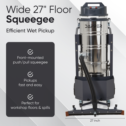 26.5 Gallon Heavy-Duty Industrial Wet/Dry Vacuum Dual Motor, 3.3 HP, 222 CFM