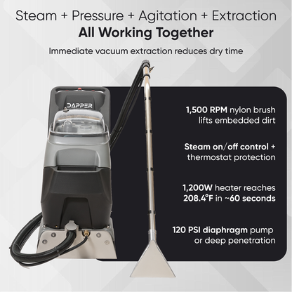 4-in-1 Steam Carpet Extractor – Cold Water, 18.5" Cleaning Path, 10.5/8 Gallon Tanks, with Upholstery & Wand Tool