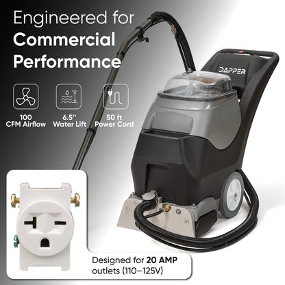 4-in-1 Steam Carpet Extractor – Cold Water, 18.5" Cleaning Path, 10.5/8 Gallon Tanks, with Upholstery & Wand Tool