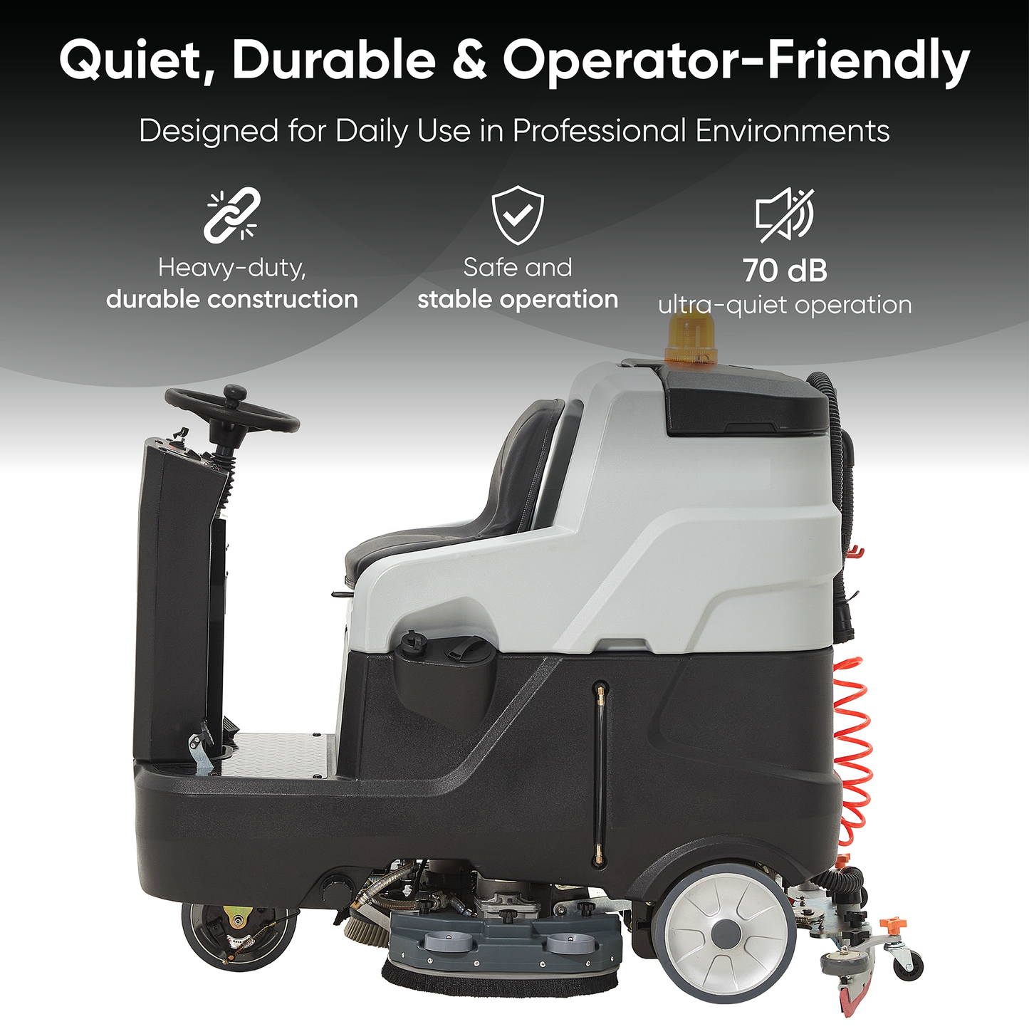 Battery Powered Ride-On Commercial Floor Scrubber Machine, 38" Brush, 48" Squeegee, 84,000 Sqft/H, Batteries Included