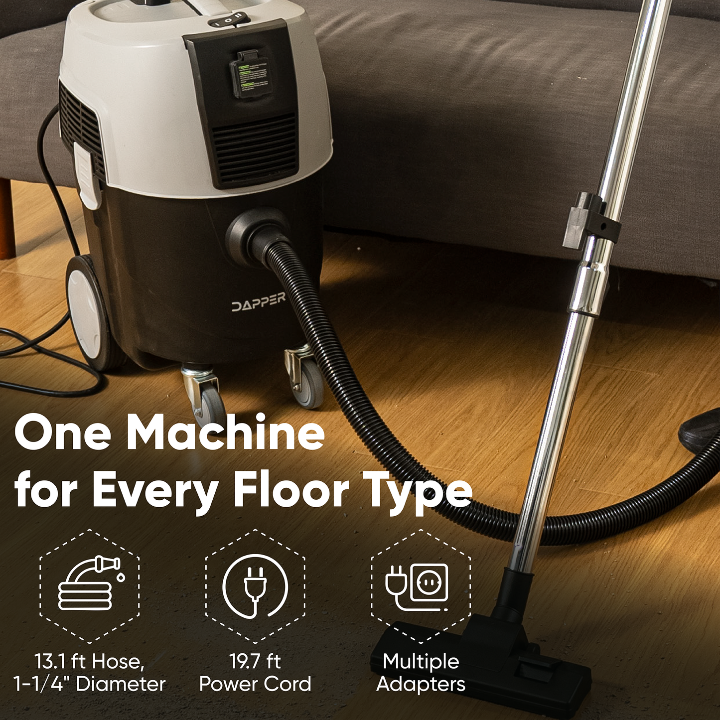8 Gallon Wet/Dry Dust Extractor/Vacuum with Auto HEPA Filter