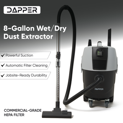 8 Gallon Wet/Dry Dust Extractor/Vacuum with Auto HEPA Filter
