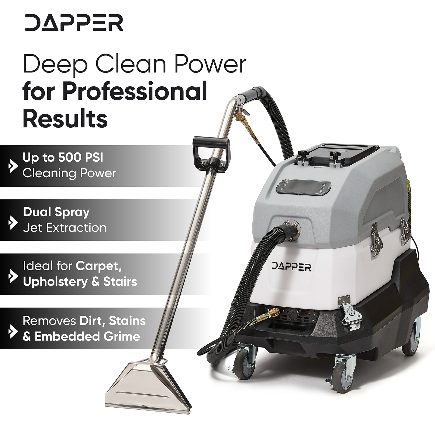 500 PSI Heated Carpet Extractor Machine with 100 CFM Vacuum & Dual Tanks