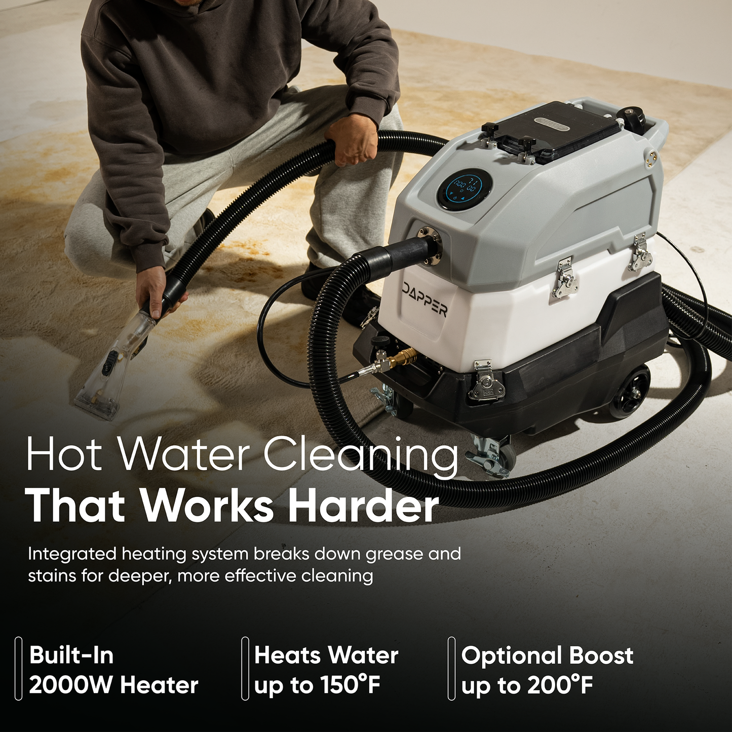 500 PSI Heated Carpet Extractor Machine with 100 CFM Vacuum & Dual Tanks