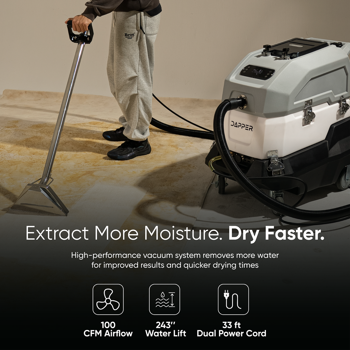 500 PSI Heated Carpet Extractor Machine with 100 CFM Vacuum & Dual Tanks