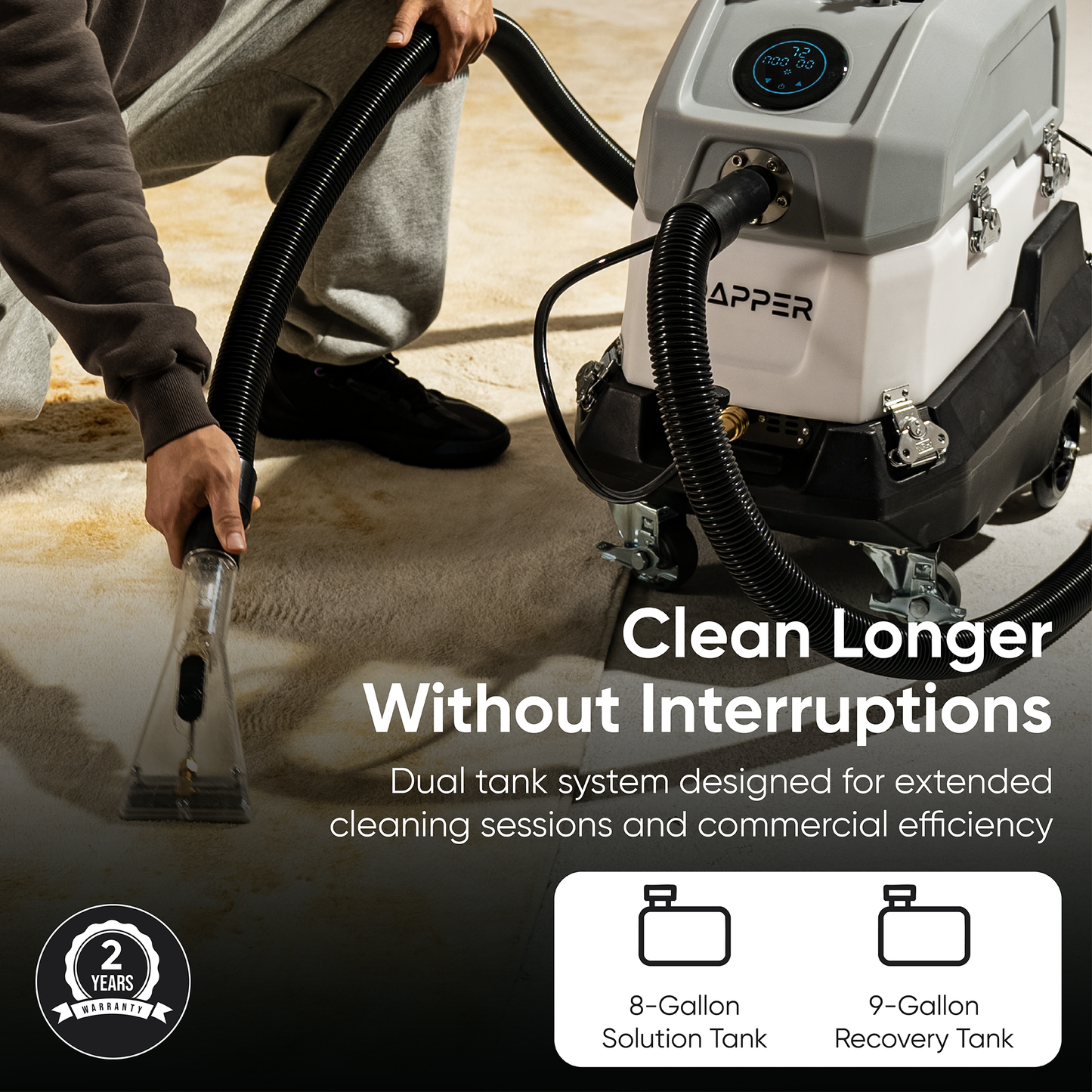 500 PSI Heated Carpet Extractor Machine with 100 CFM Vacuum & Dual Tanks