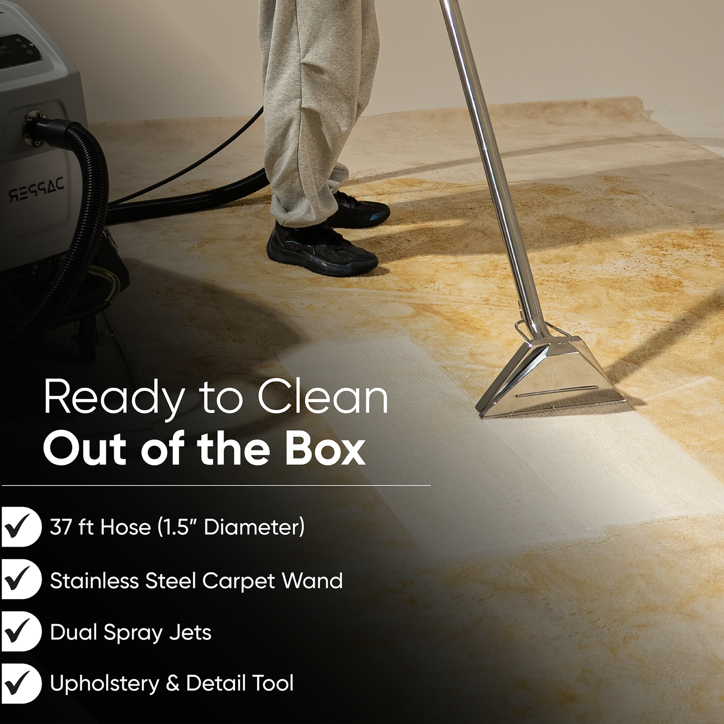 Commercial Heated Carpet Upholstery Extractor Portable Machine 170 PSI Hot Water Cleaner 120 CFM Vacuum 150F Heater 3 and 4 Gallon Dual Tanks for Deep Cleaning Stain Removal Furniture Carpet