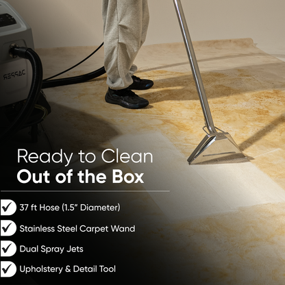 Commercial Heated Carpet Upholstery Extractor Portable Machine 170 PSI Hot Water Cleaner 120 CFM Vacuum 150F Heater 3 and 4 Gallon Dual Tanks for Deep Cleaning Stain Removal Furniture Carpet