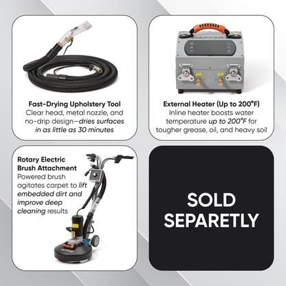 Commercial Heated Carpet Upholstery Extractor Portable Machine 170 PSI Hot Water Cleaner 120 CFM Vacuum 150F Heater 3 and 4 Gallon Dual Tanks for Deep Cleaning Stain Removal Furniture Carpet