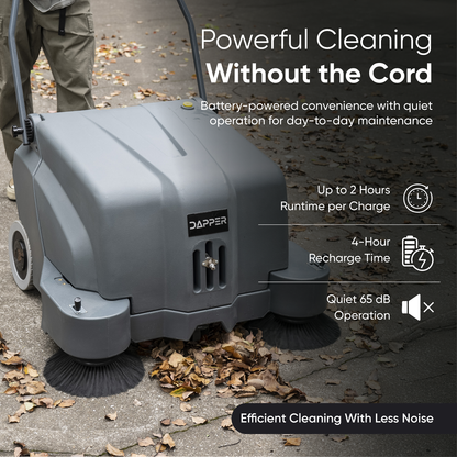 Commercial Walk-Behind Floor Sweeper, 40-Inch Battery-Powered, with Spray System, 12 Gal Hopper, 43,000 sq. ft/hr, 2hr Runtime - For Warehouses, Sidewalks, Parking Lots & Facilities