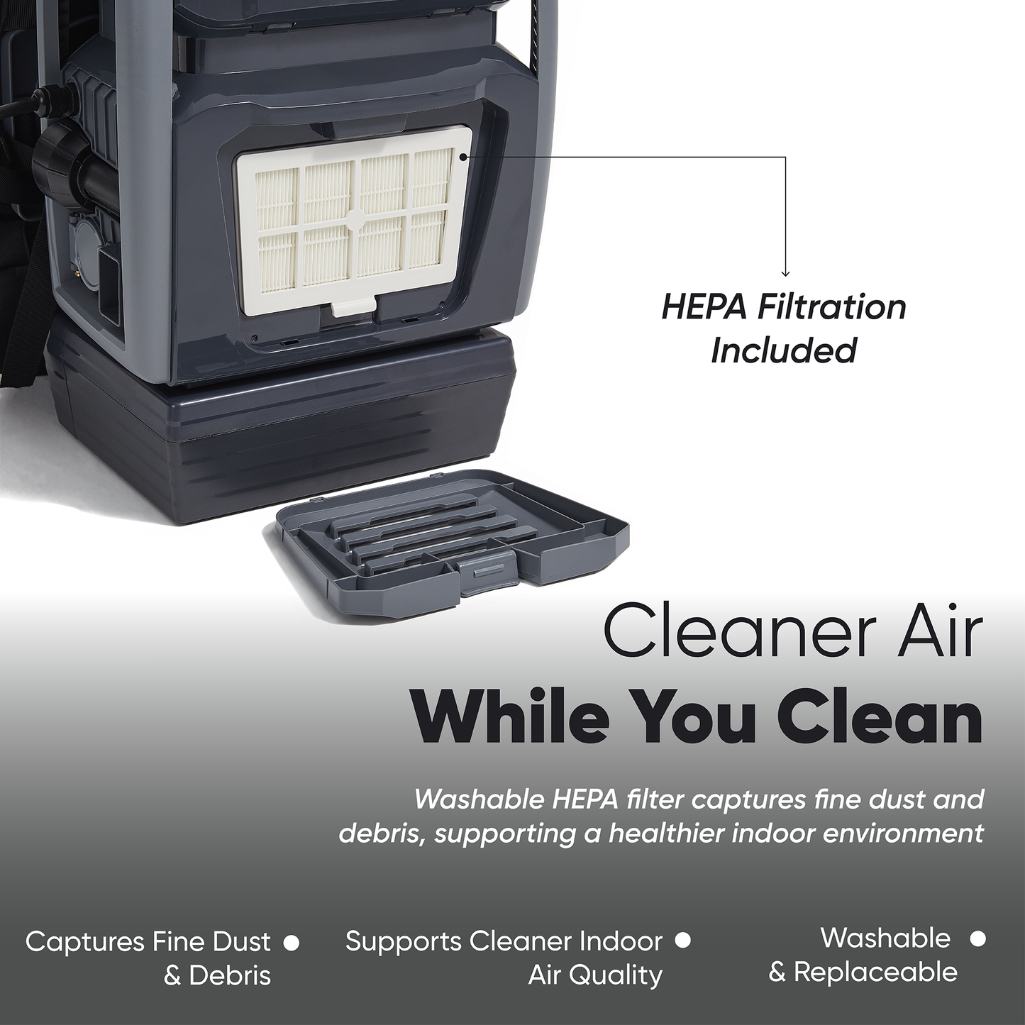 Dapper Commercial Battery Powered Backpack Vacuum Cleaner Lightweight 15 lb, 6 Qt Backpack Vacuum with HEPA Filter 2 in 1 Vacuum and Blower, for Hard Floors Carpet Stairs and Tight Spaces