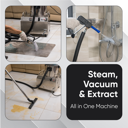 Commercial Steam Cleaner with Wet/Dry Vacuum and Upholstery - 2 Gallon Tank