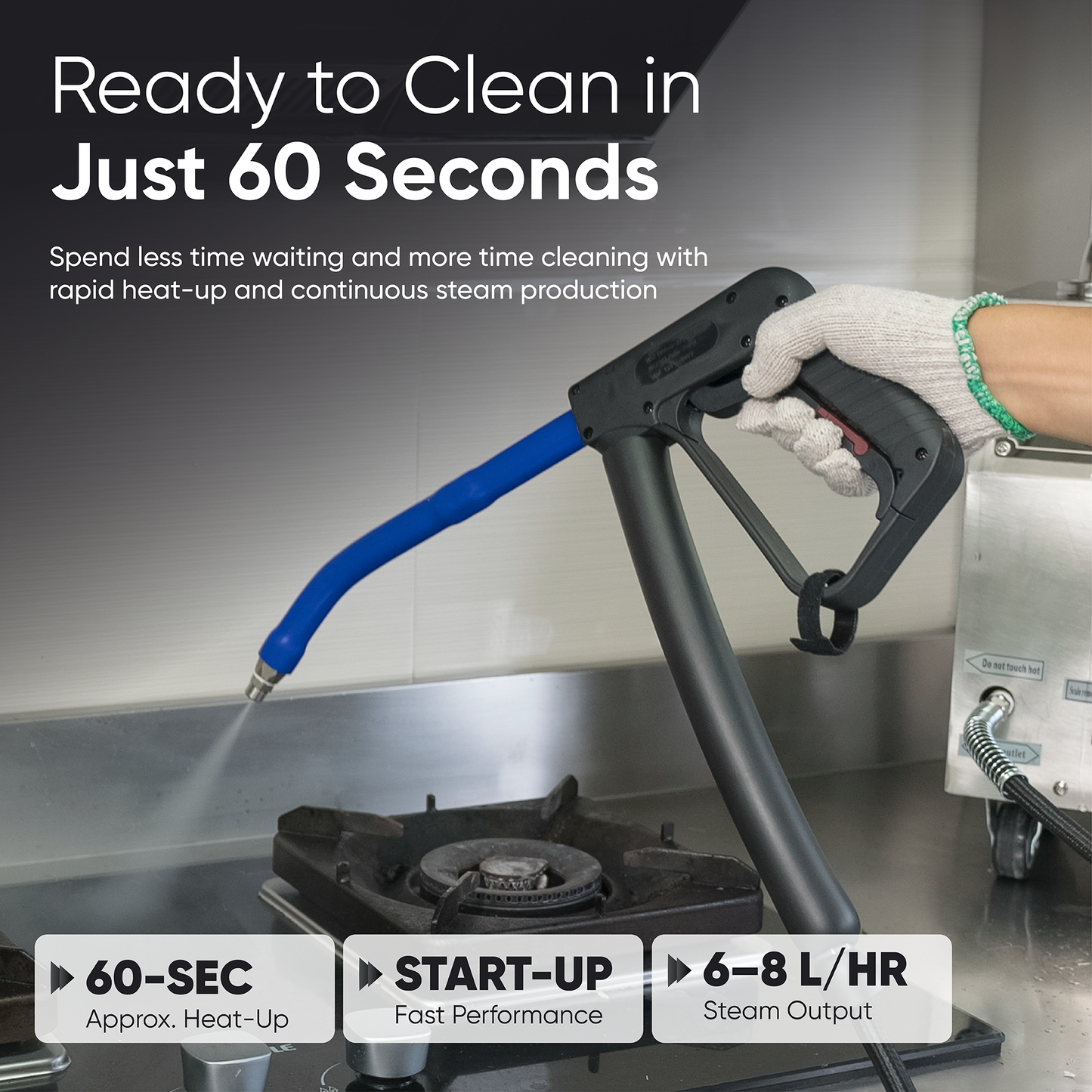 Commercial Steam Cleaner with 230°F Steam and 1 Gallon Tank