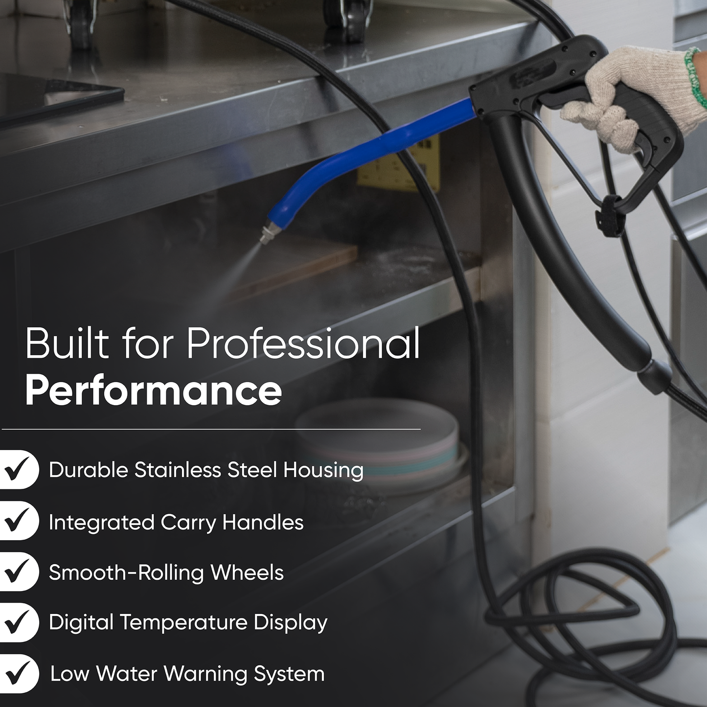 Commercial Steam Cleaner with 230°F Steam and 1 Gallon Tank