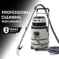 Wet Dry Vacuum Cleaner with Steam, Cold Water Extraction & Scrub Brush, 2.5 Gal. Tank