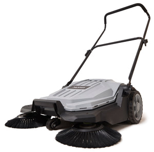 Walk Behind Hand Push Floor Sweeper - 5.25 Gal Capacity - 25.5" Sweeping Width