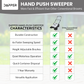 Walk Behind Hand Push Floor Sweeper - 5.25 Gal Capacity - 25.5" Sweeping Width