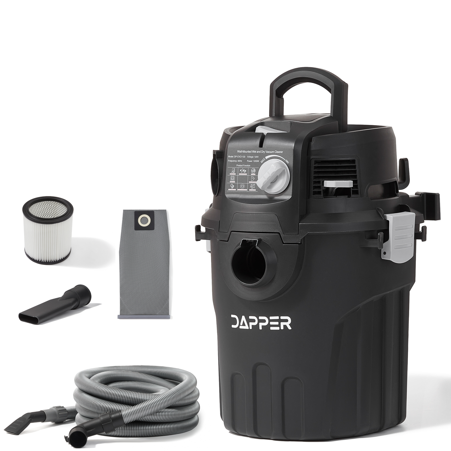 6 Gallon Wall Mount Wet/Dry Vacuum, 5.5 Peak HP, 30 Ft Hose, Vacuum & Blower, Includes Attachments for Garage, Car, Workshop & Jobsite