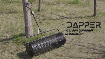 Compost Spreader 44 Inch Towable Peat Moss Spreader, Heavy Duty Rust-Resistant Steel Frame Roller Lawn Spreader for Top Soil, Manure, Mulch, Top Dressing - Garden Spreaders for Lawns