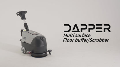 Battery Powered Scrubber Machine, 16" Brush, 21.5" Squeegee Width, 6.5 gal Tank, Brush Speed 200 RPM, with 3 Scouring pads